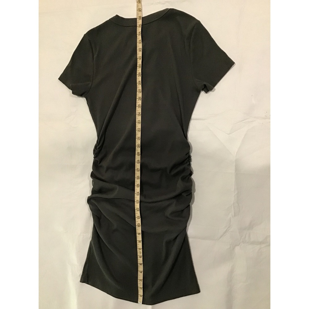 Michael Stars Womens Charcoal Grey Ribbed Ruched Short Sleeve Bodycon Dress XS/S - Picture 5 of 5